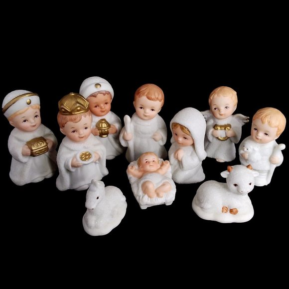 Vintage Homco Ceramic Nativity Scene 10pc Set #5609 Christmas - Picture 3 of 10